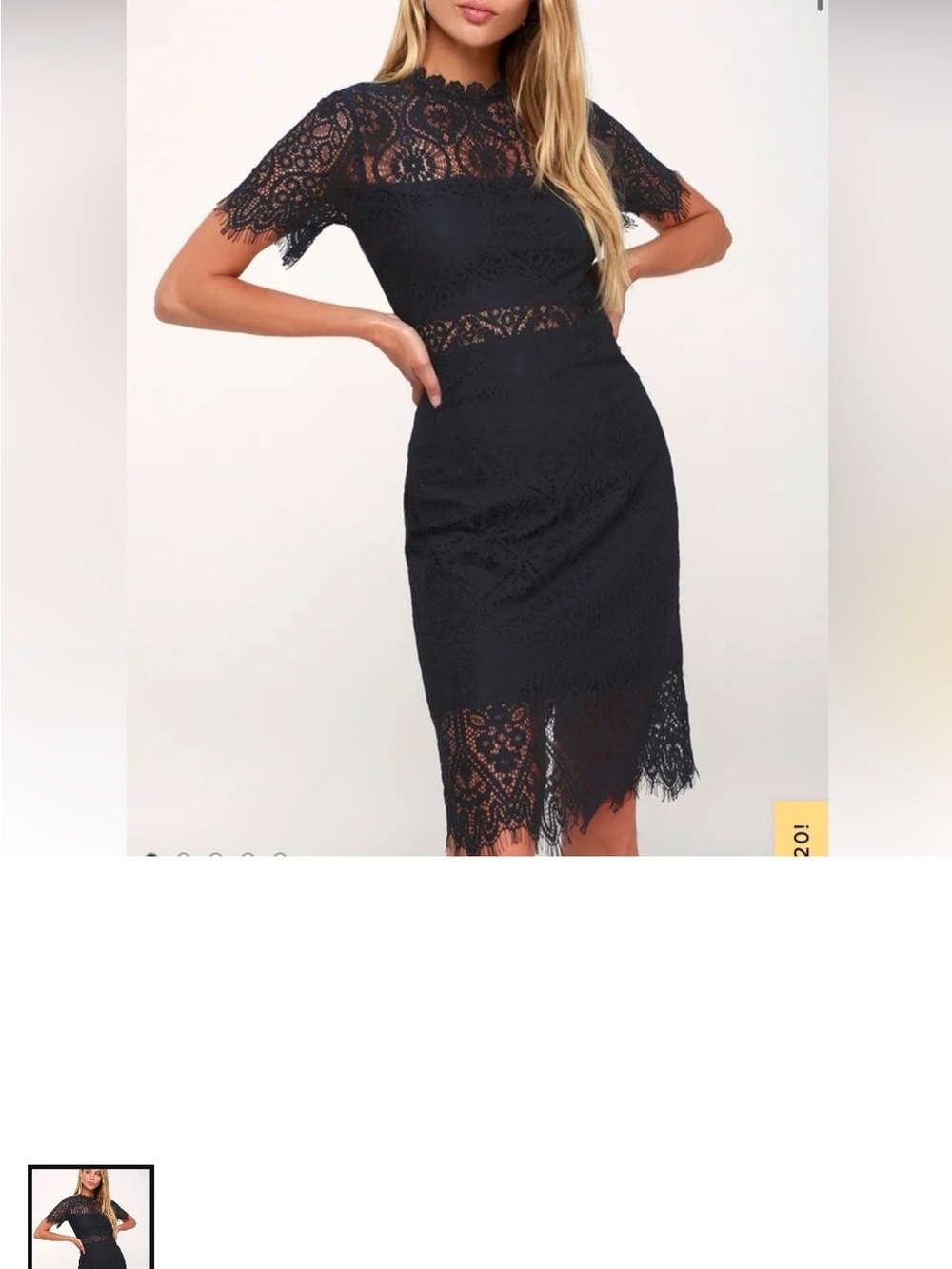 Lulu's Navy Lace Midi Dress with Short Sleeves
